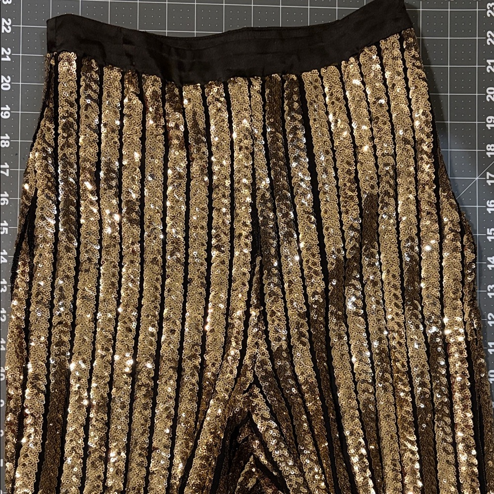 Missguided Black and Gold Sequin Pants - Picture 3 of 5
